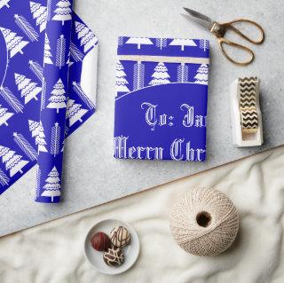 Modern Blue and White Christmas Tree Pattern