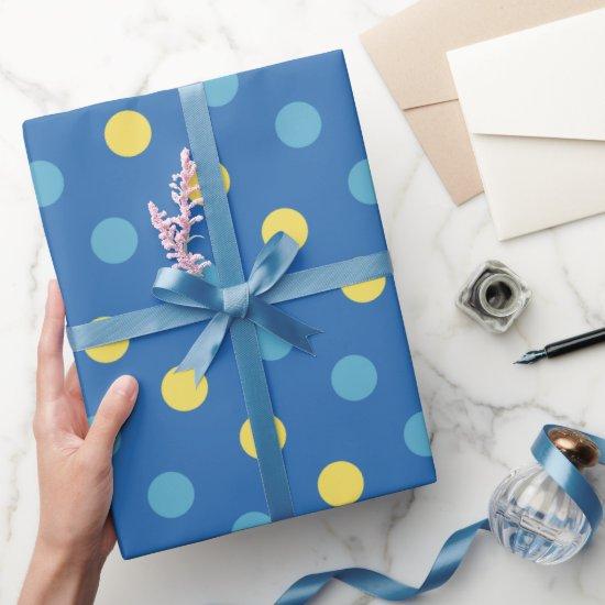 Modern Blue and Yellow Polka Dot Pattern