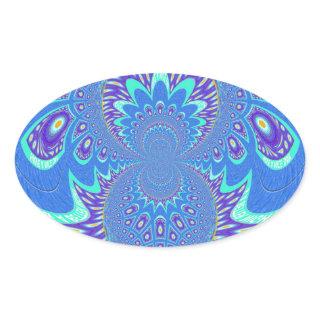 Modern Blue art Oval Sticker
