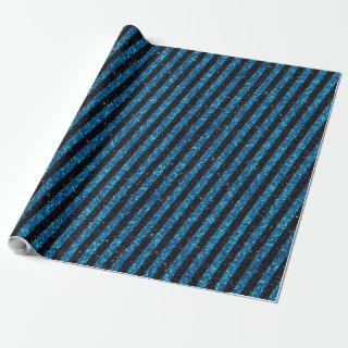 Modern Blue Black Glitter Stripes Pattern