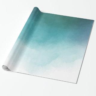 Modern blue greenery watercolor ombre