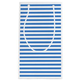 Modern Blue White Striped Elegant Trendy Template Small Gift Bag