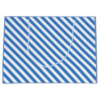 Modern Blue White Stripes Stylish Trendy Template Large Gift Bag