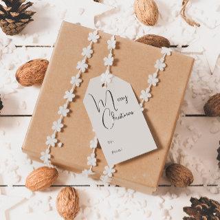 Modern Boho Beige Merry Christmas To and From Gift Tags