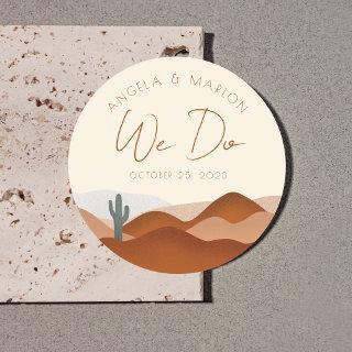 Modern Boho Desert Terracotta Wedding Classic Round Sticker