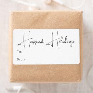 Modern Boho Happiest Holidays Rectangular Gift Label