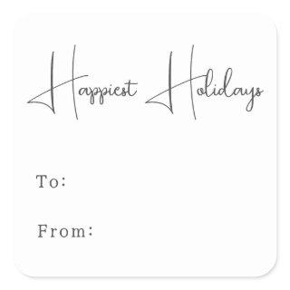 Modern Boho Happiest Holidays To From Square Sticker