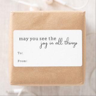 Modern Boho Joy In All Things Rectangular Gift Label