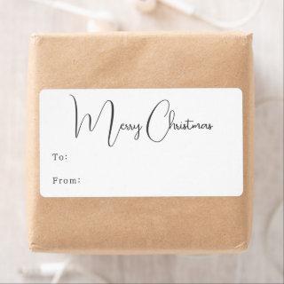 Modern Boho Merry Christmas Rectangular Gift Label