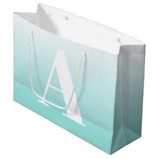 Modern Bold Monogram | Light Aqua Blue Green Large Gift Bag