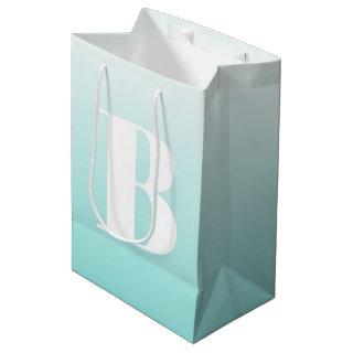 Modern Bold Monogram | Light Aqua Blue Green Medium Gift Bag