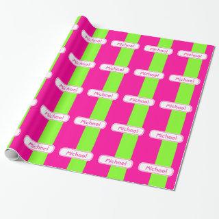 Modern Bright Neon Pink Green Monogram