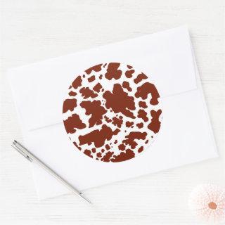 Modern Brown Cow Skin Texture Animal Print Classic Round Sticker