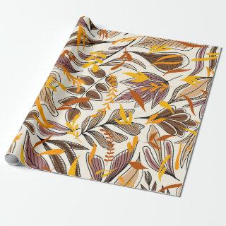 Modern Brown Fall Leaves Illustration Pattern