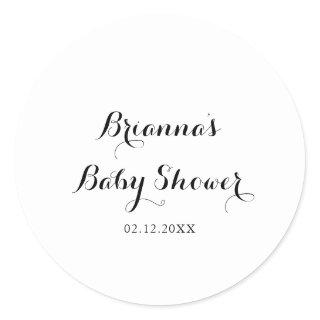 Modern Calligraphy Baby Shower Favor Classic Round Sticker