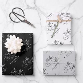 Modern calligraphy timeless black & white wedding  sheets