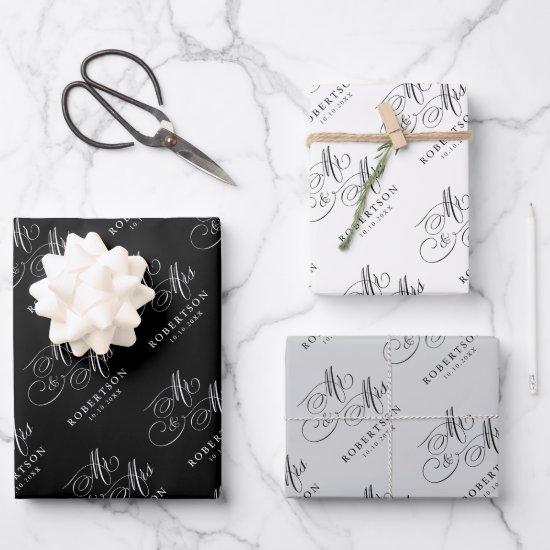 Modern calligraphy timeless black & white wedding  sheets