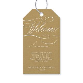 Modern calligraphy timeless gold and white wedding gift tags