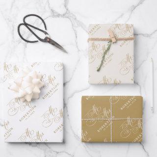 Modern calligraphy timeless gold and white wedding  sheets