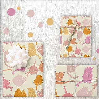 Modern Cat Pattern Pink Orange  Sheets
