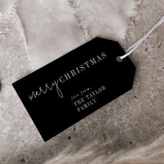 Modern Chic | Black Merry Christmas Family Holiday Gift Tags