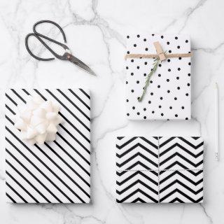 Modern Chic Black & White Stripe, Chevron & Dots  Sheets
