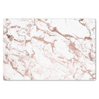 Modern chic faux rose gold white marble tissue paper