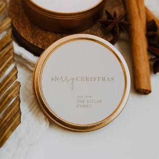 Modern Chic | Gold Merry Christmas Holiday Gift Classic Round Sticker