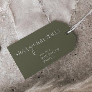 Modern Chic | Green Merry Christmas Family Holiday Gift Tags