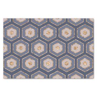 Modern Chic Navy Blue Gold Hexagon Geometric Tissue Paper