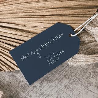 Modern Chic | Navy Merry Christmas Family Holiday Gift Tags