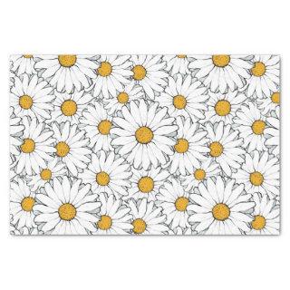 Modern Chic Ornate Daisy Floral Pattern Watercolor Tissue Paper