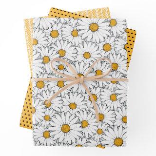 Modern Chic Ornate Daisy Floral Pattern Watercolor  Sheets