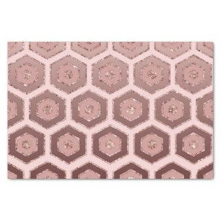 Modern Chic Pink Rose Gold Hexagon Geometric Tissue Paper
