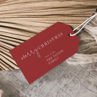 Modern Chic | Red Merry Christmas Family Holiday Gift Tags