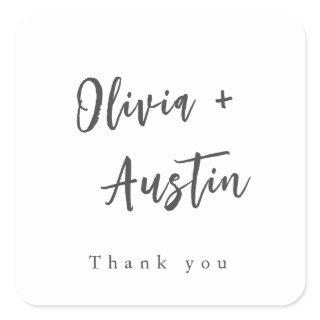 Modern Chic Script Minimalist wedding favor Square Sticker