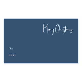 Modern Christmas | Blue Large Rectangle Gift Label
