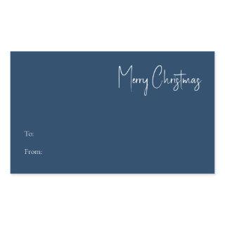 Modern Christmas | Blue Large Rectangle Gift Label