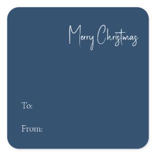 Modern Christmas | Blue To From Square Sticker