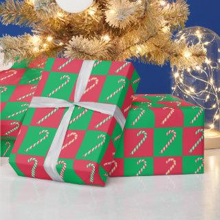 Modern Christmas Checked Red Green Candy Cane