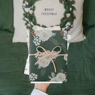 Modern Christmas Floral White Pattern  Sheets