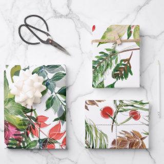 Modern Christmas Florals Greenery  Sheets