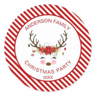 Modern Christmas Party Personalized Reindeer Seal