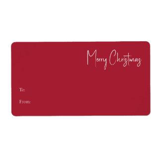 Modern Christmas | Red Rectangle Gift Label