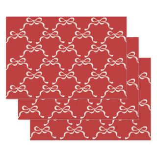 Modern Christmas Red Retro Holiday Bows   Sheets