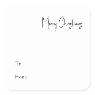 Modern Christmas Script To From Square Sticker