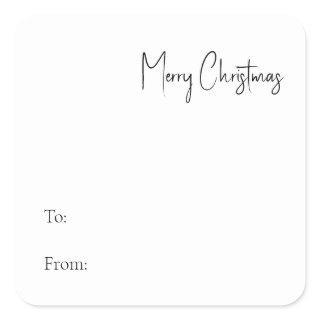 Modern Christmas Script To From Square Sticker