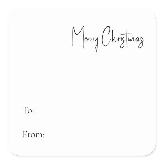 Modern Christmas Script To From Square Sticker