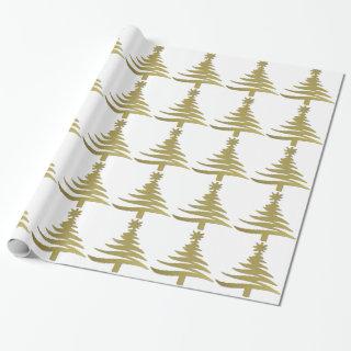 Modern Christmas Tree Stencil Print Gold