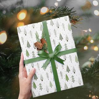 Modern Christmas Trees Green Pattern